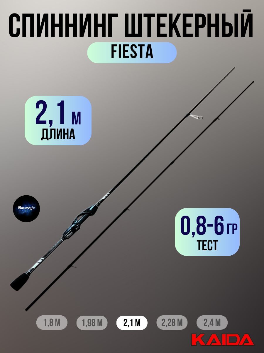 Спиннинг Kaida FIESTA штрекерный тест 0,8-6гр 210см / Удочка рыболовная