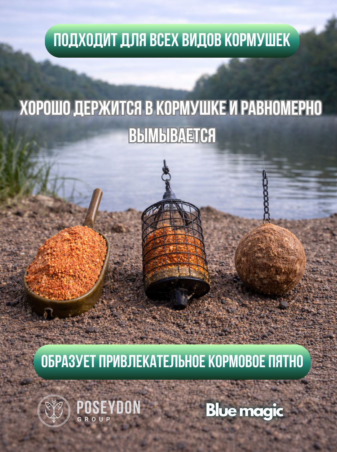 Прикормка универсальная для рыбалки / прикормка рыболовная Черная Рыбец Poseydon 800 грамм