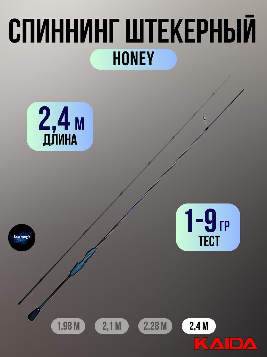 Спиннинг Kaida HONEY штрекерный тест 1-9гр 2.28м / Удочка рыболовная
