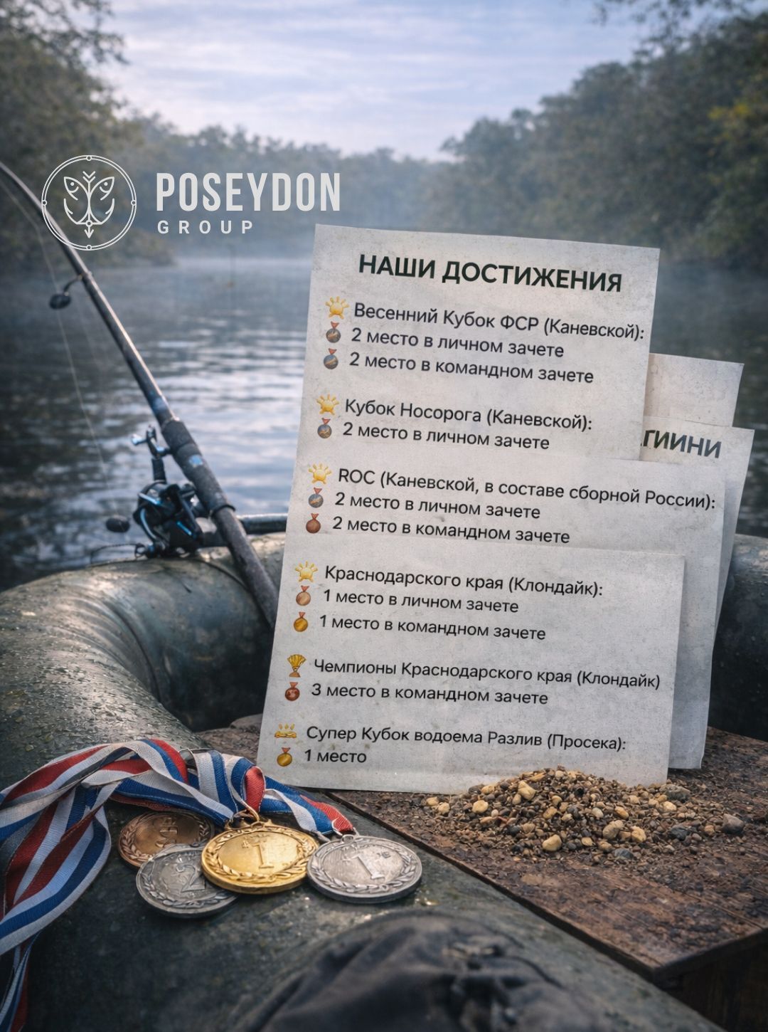 Прикормка для ловли методом Flat Пряная Вишня POSEYDON 1кг / прикормка для рыбалки