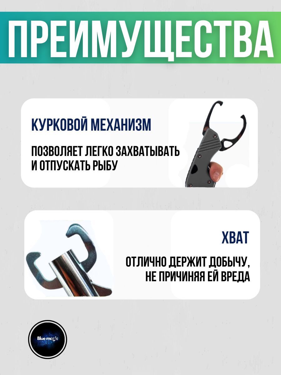 Захват для рыбы Липгрип губной 22 см / Липгрип металлический для захвата рыбы серый