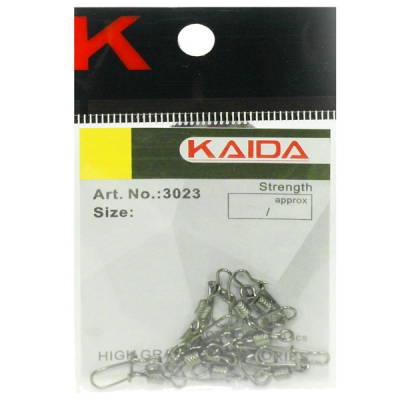 Вертлюг Kaida с застежкой #4, 25кг, 10 штук в пакете
