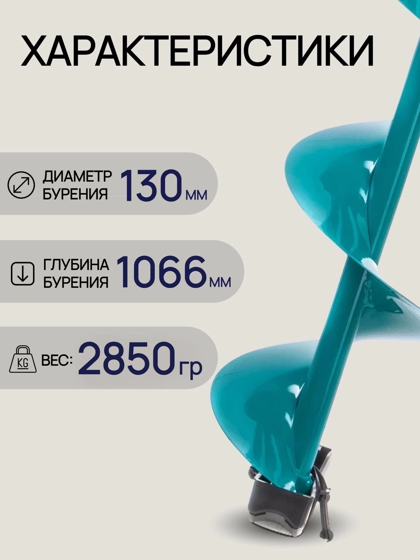 Ледобур 130 ручной для зимней рыбалки / Ледобур для шуруповерта складной, левое вращение, классический 130 мм