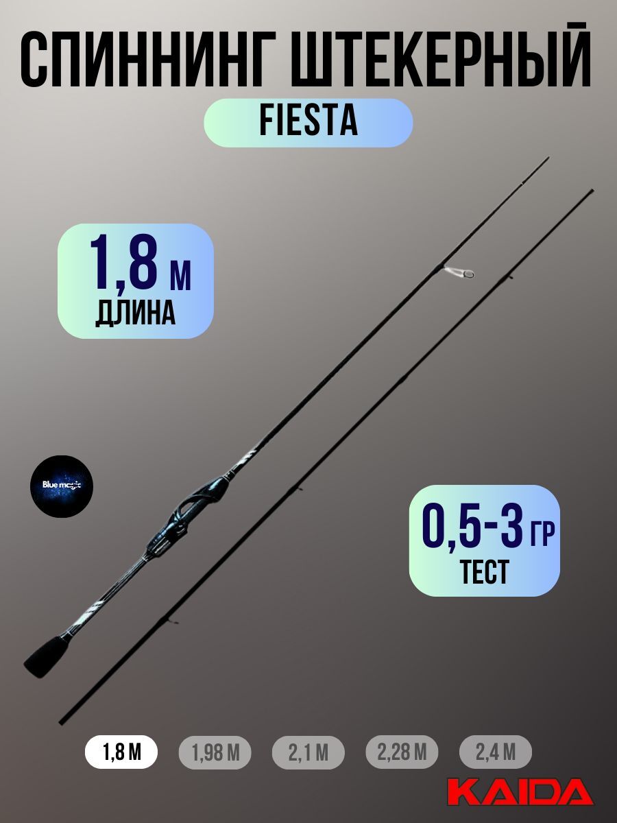 Спиннинг Kaida FIESTA штрекерный тест 0,5-3гр 180см / Удочка рыболовная