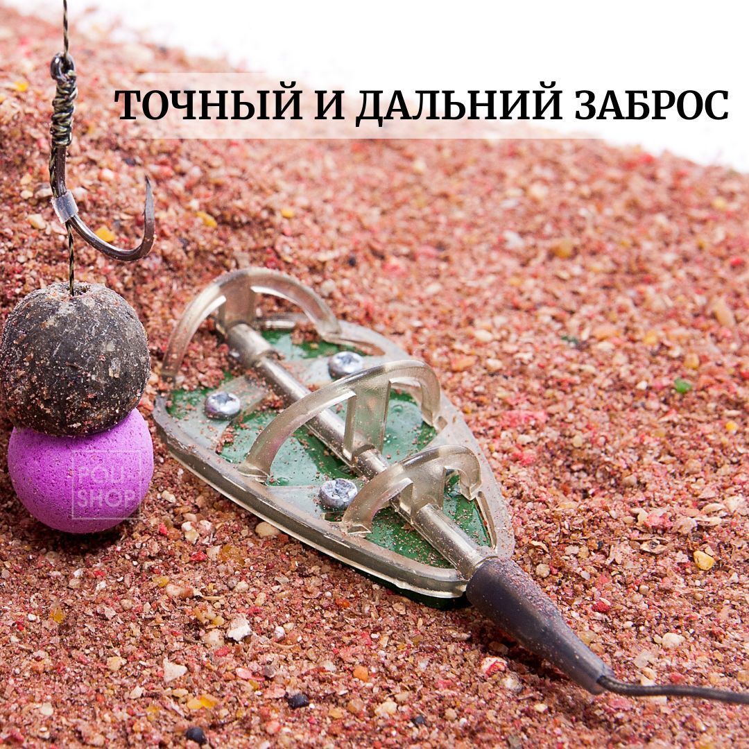 Оснастка Рыболовная / Кормушка готовая для рыбалки / Фидерный монтаж с флэт кормушкой "Арбуз" 50 грамм