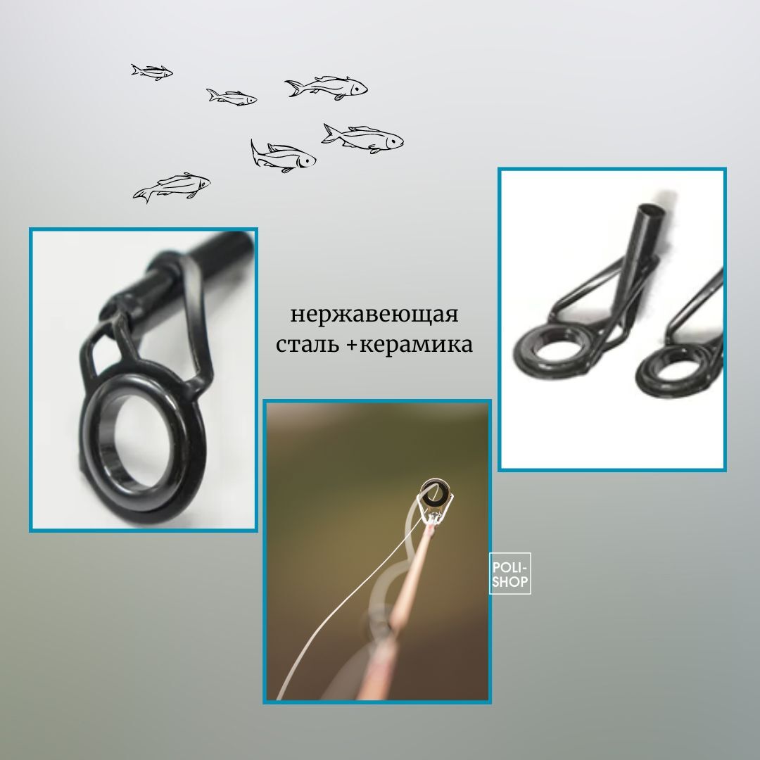 Кольцо на удочку наконечник верхушки / Кольца для спиннинга / Комплект направляющих колец верхушки для рыбалки 50 штук от 3.0 см до 4.5 см черные