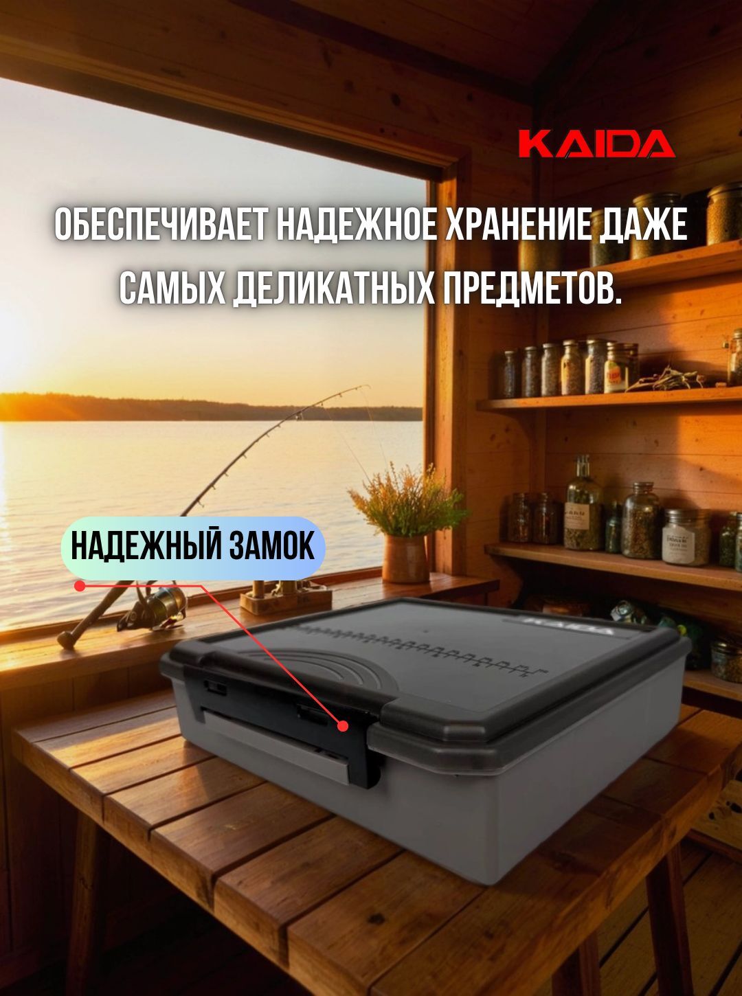 Коробка рыболовная Kaida / контейнер, бокс, кейс для приманки / органайзер рыболовный 23х20х6 см