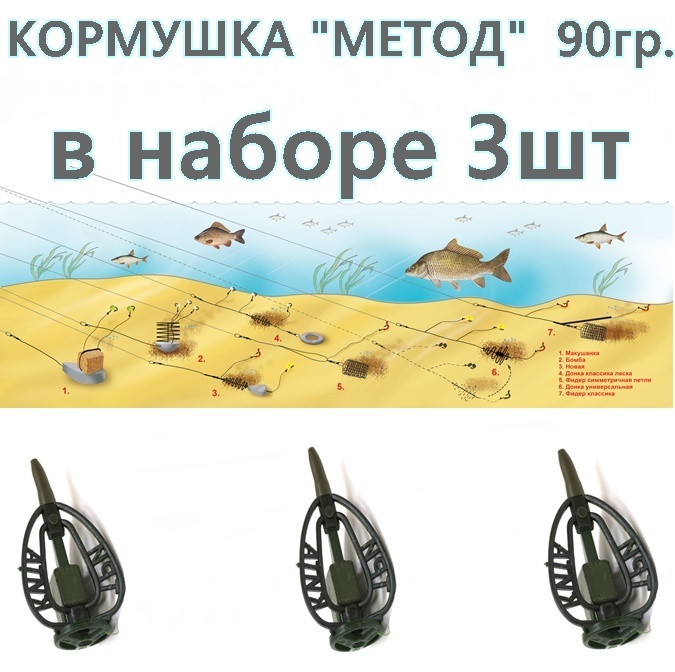 КОРМУШКА "МЕТОД" Три Кита 90гр, в наборе 3шт