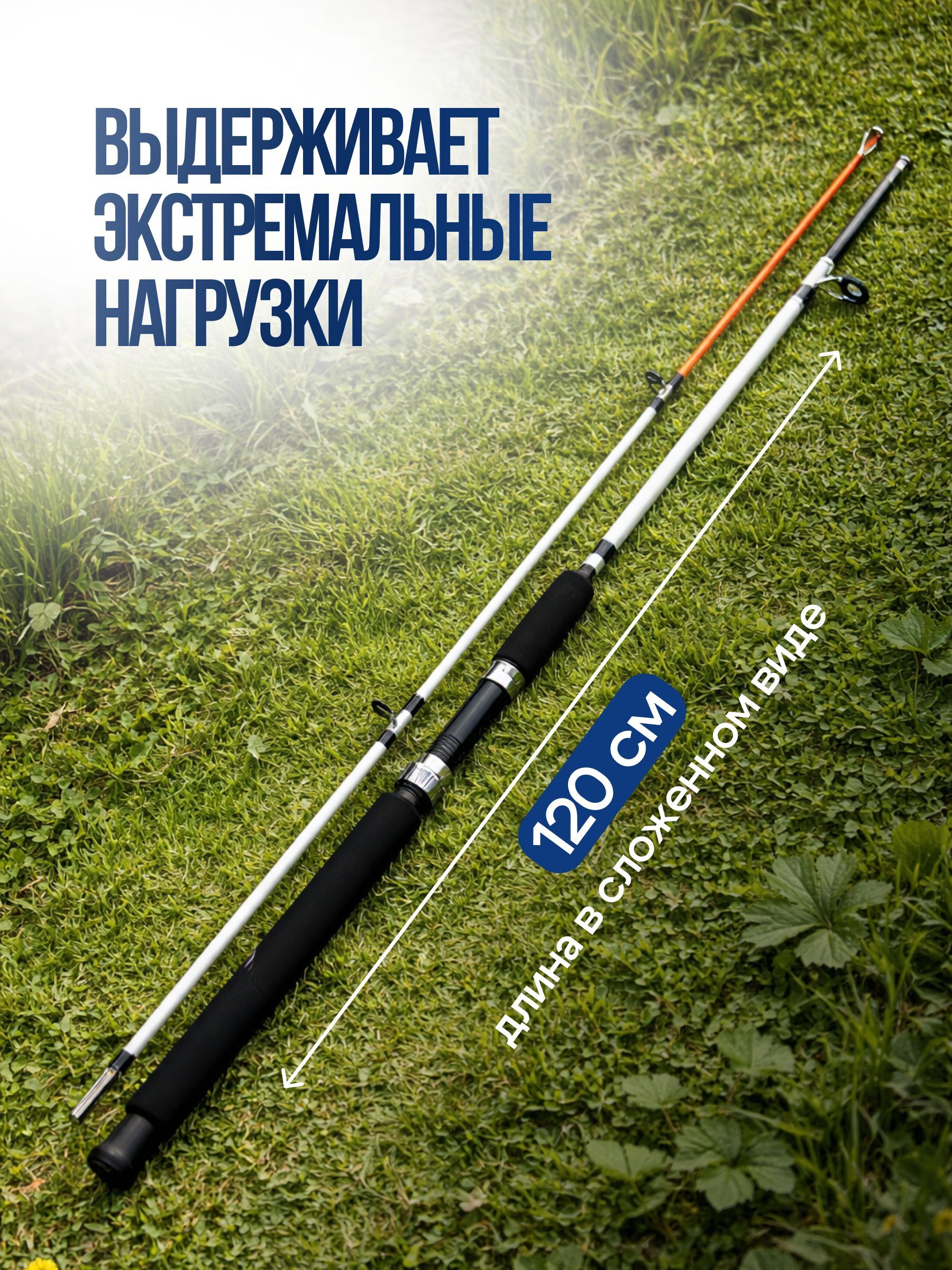 Спиннинг для рыбалки Crocodile Blue Magic / Удилище крокодил штекерное 1 шт. тест 100-250 гр 210 см