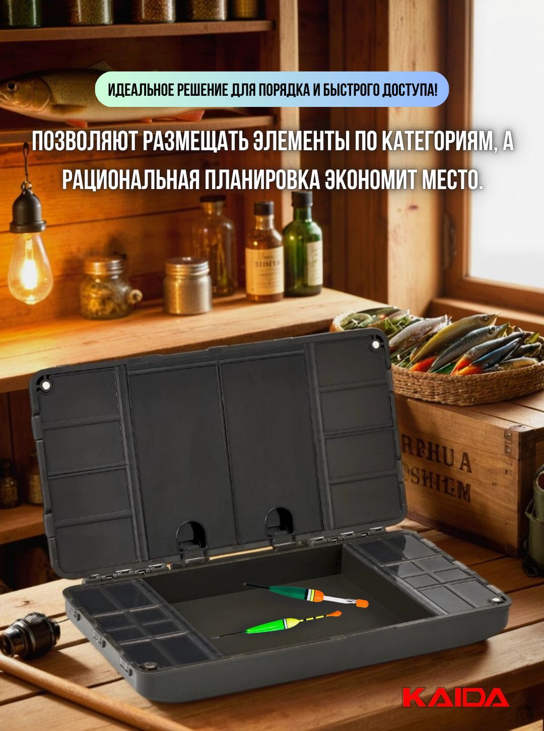Коробка рыболовная Kaida / контейнер, бокс, кейс для приманки / органайзер рыболовный 24х12,5х3,5 см