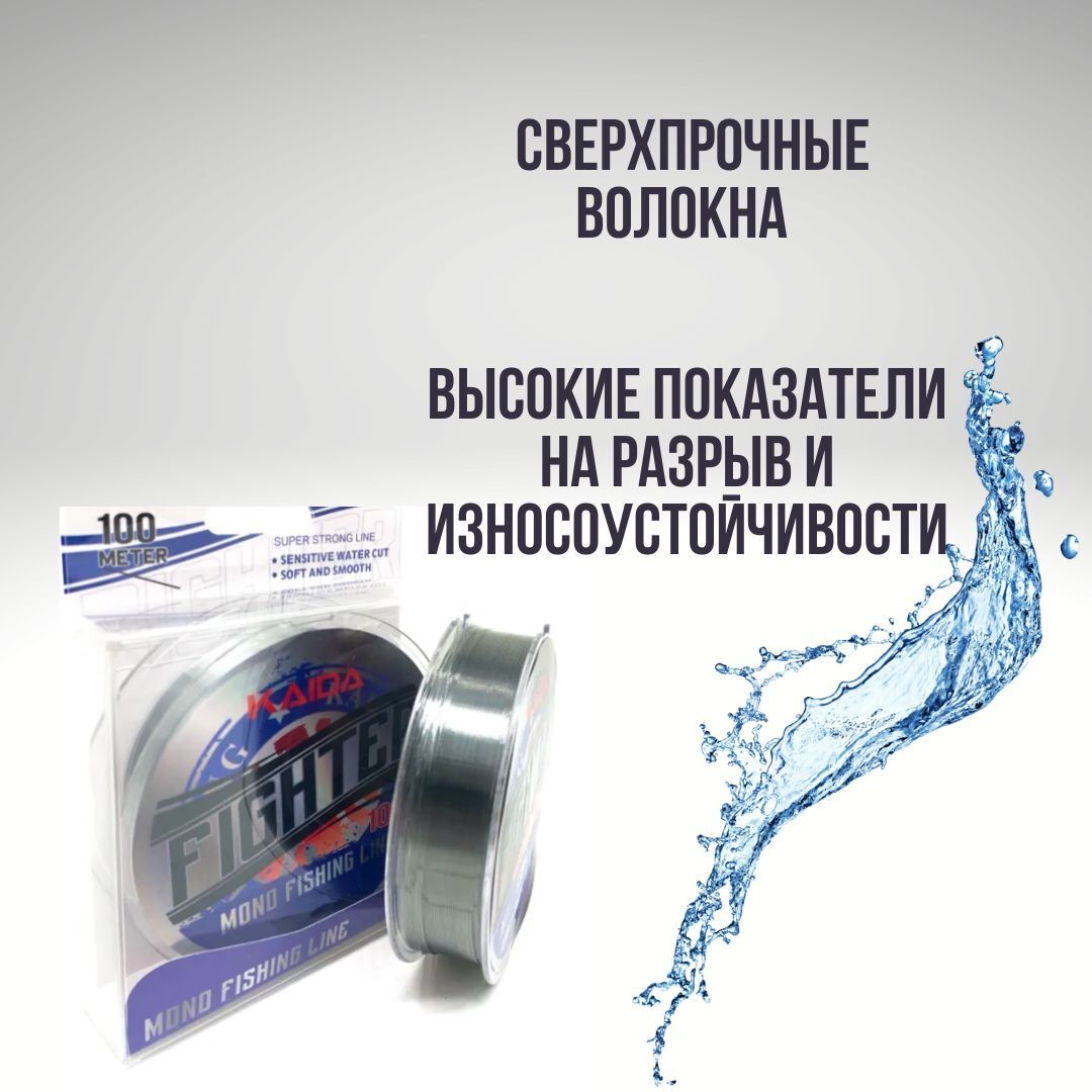 Леска монофильная полиэстеровая для рыбалки KAIDA FIGHTER 100 м 0.25мм/7.74кг
