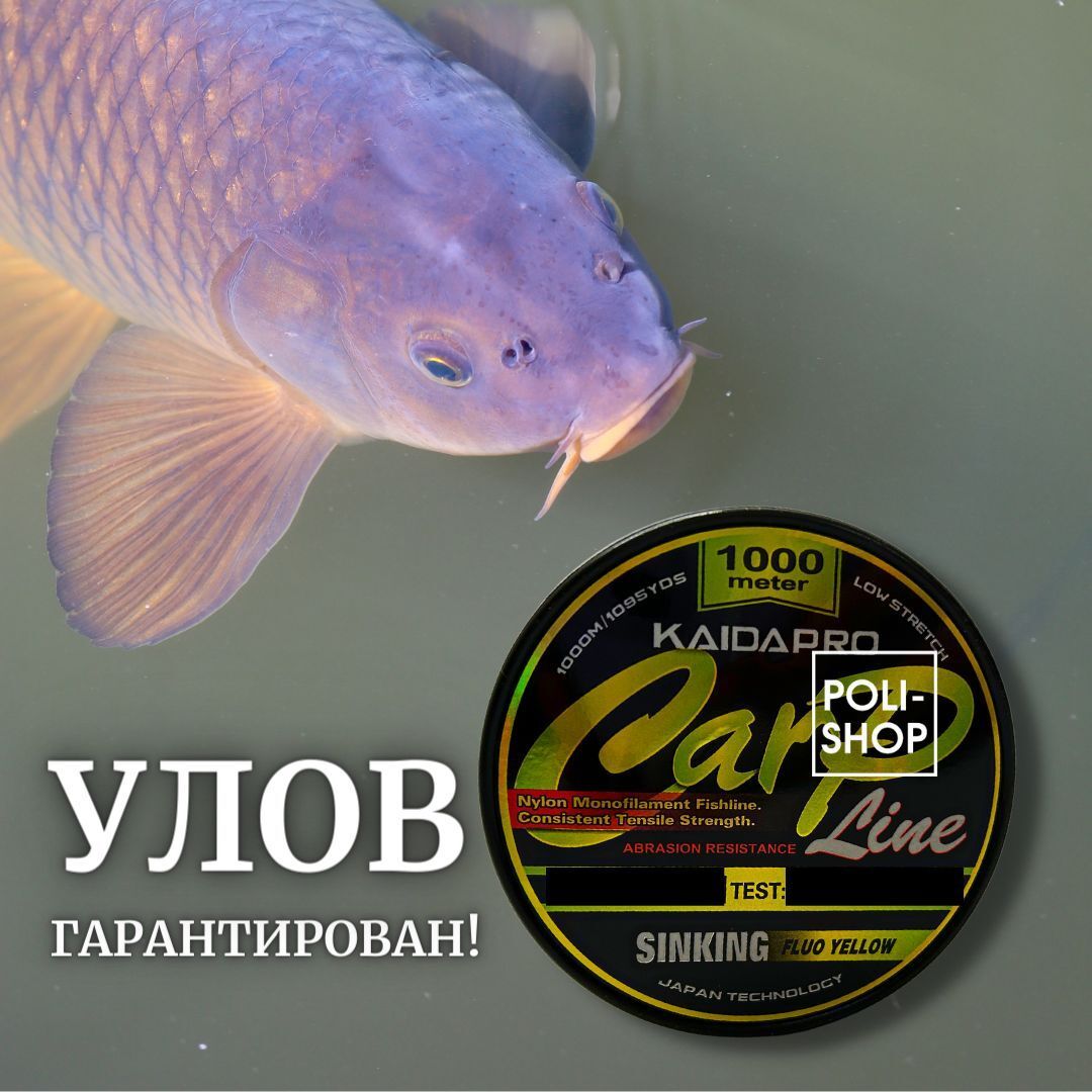 Леска рыболовная карповая монофильная для рыбалки Kaida Carp Line 1000m 0.309мм 7,59kg