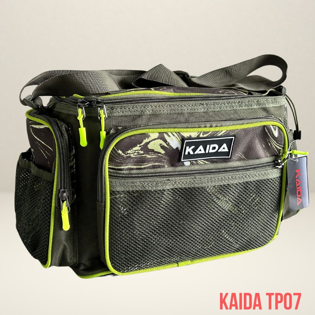 Сумка на плечо / Сумка для рыбалки KAIDA зеленая 43х30х25 см