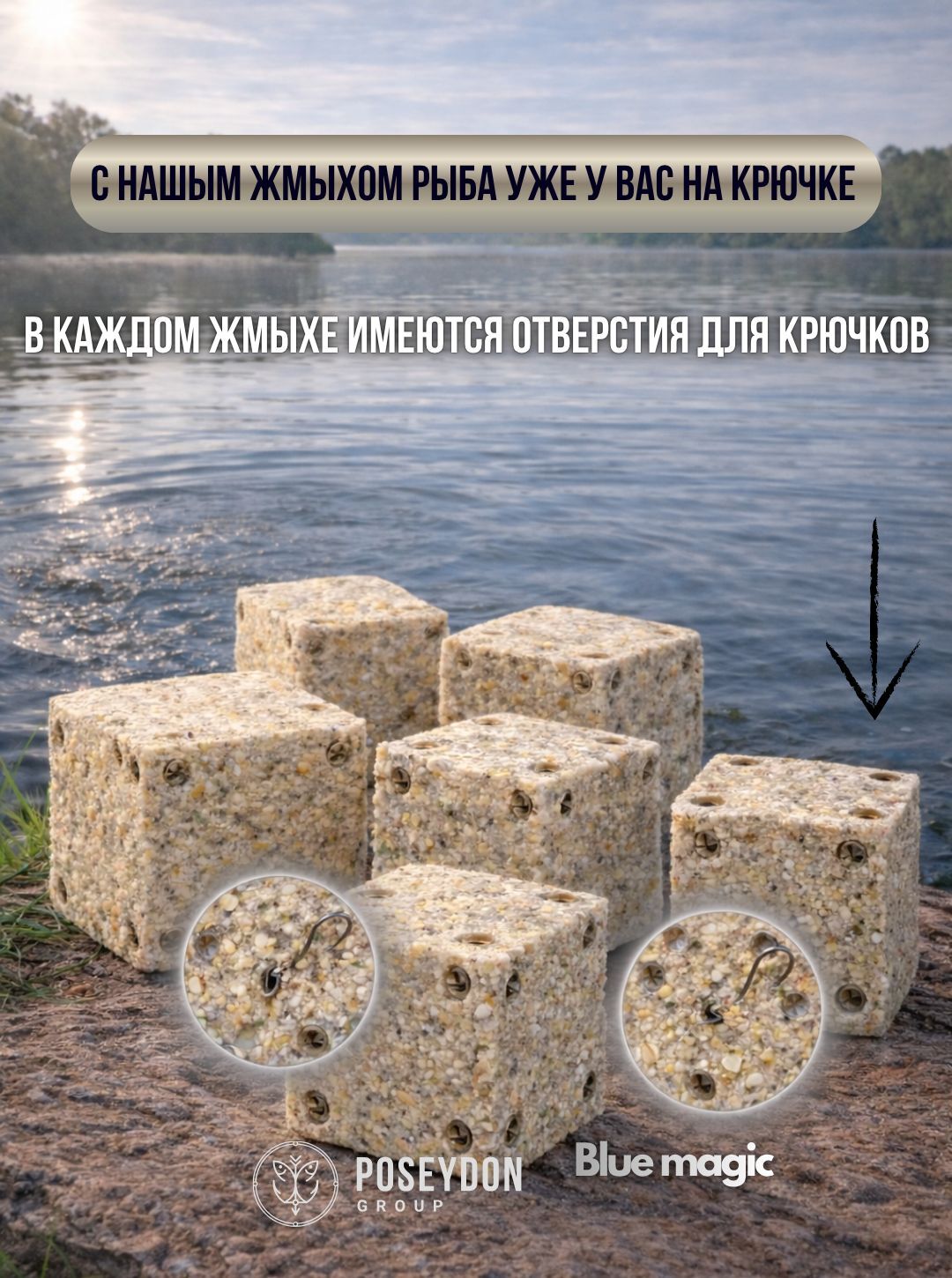 Жмых рыболовный кукурузный / прикормка рыболовная / макуха для рыбалки POSEYDON Слива 12 штук 550 грамм