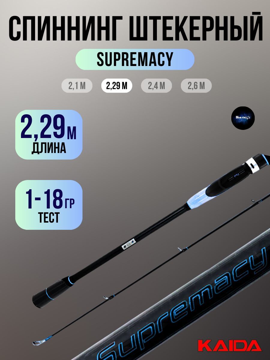 Спиннинг штекерный Kaida SUPREMACY тест 1-18гр 2,29м