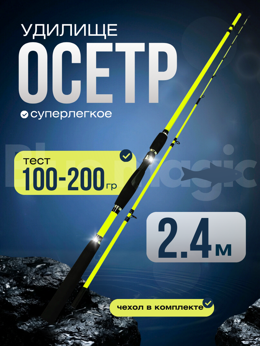 Удилище фидерное / удочка для рыбалки Zori ОСЁТР тест 100-200g 2,4м