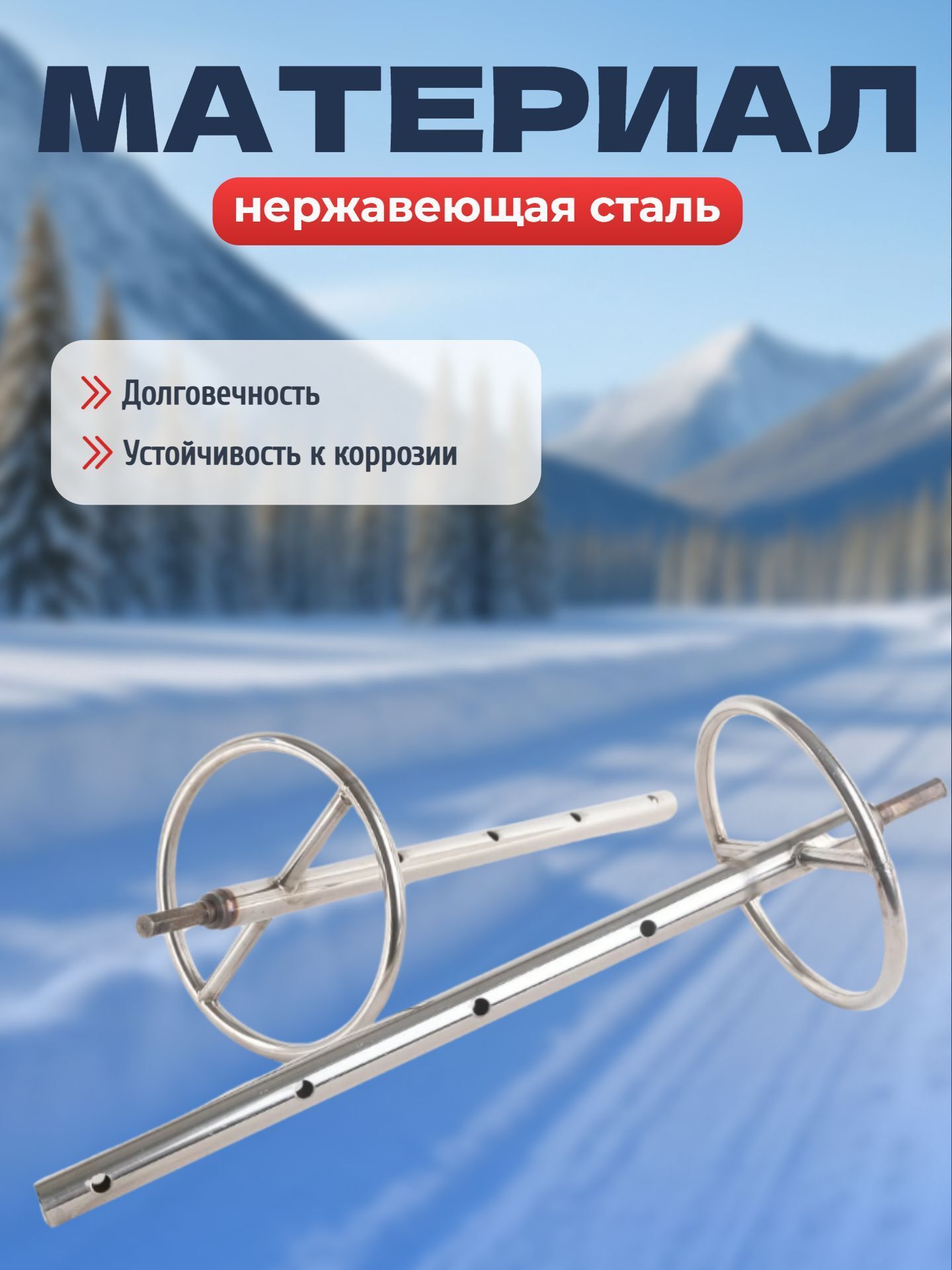Адаптер для ледобура под шуруповерт Blue Magic / Переходник-адаптер для шуруповерта с кругом 22 мм диаметр 165 мм