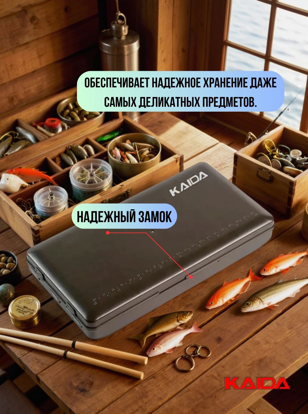 Коробка рыболовная Kaida / контейнер, бокс, кейс для приманки / органайзер рыболовный 24х12,5х3,5 см