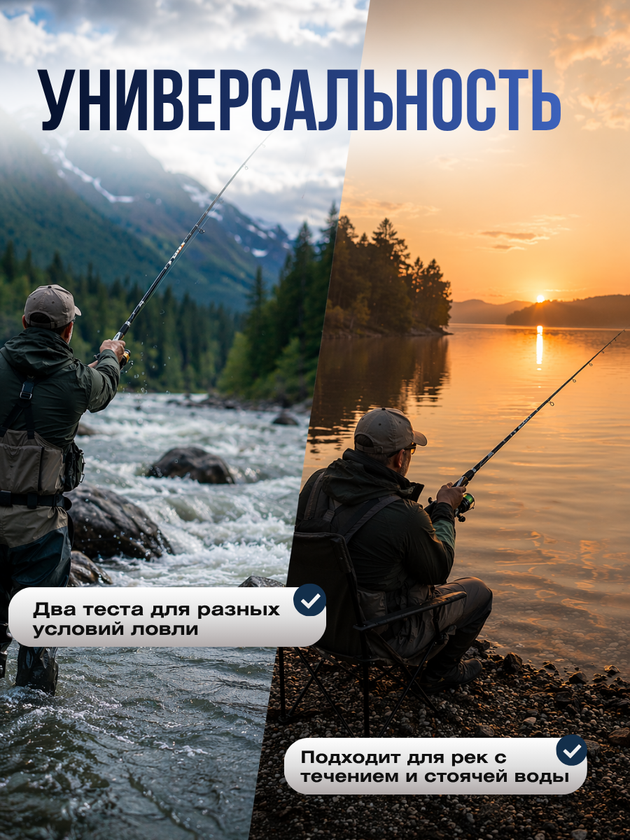 Спиннинг штекерный Kaida-Pro RANGER тест 4-17 / 5-23g с двумя хлыстами 2,13м Power M / Удочка рыболовная
