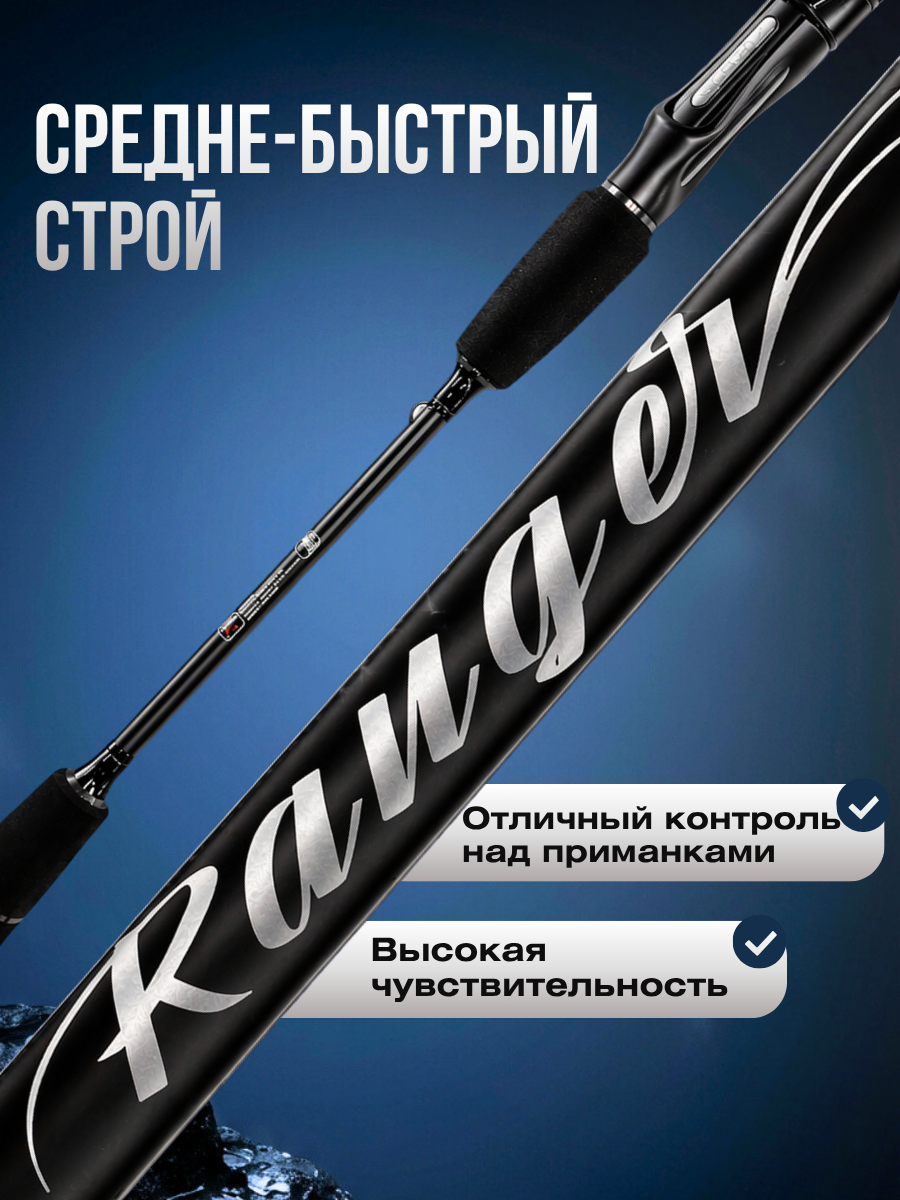 Спиннинг штекерный Kaida-Pro RANGER тест 4-17 / 5-23g с двумя хлыстами 2,13м Power M / Удочка рыболовная