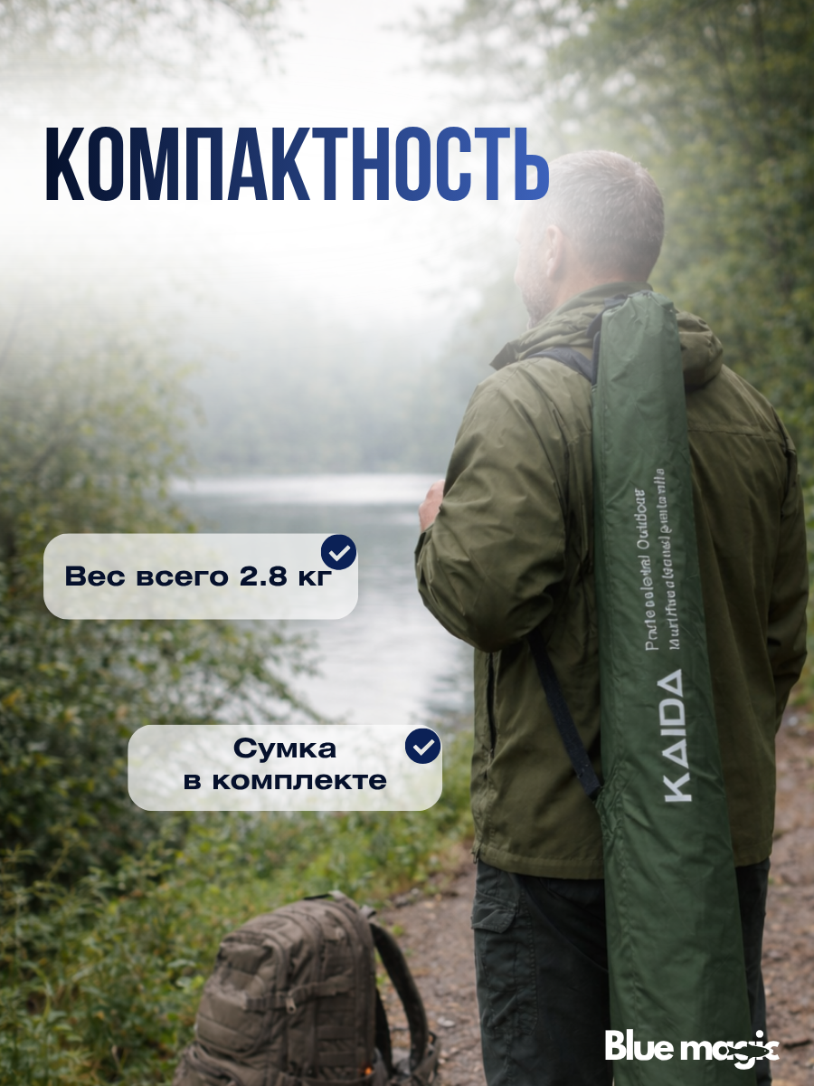Зонт для рыбалки и отдыха Kaida Зонт карповый с тентом (шторкой) , с боковым наклоном, В 200см