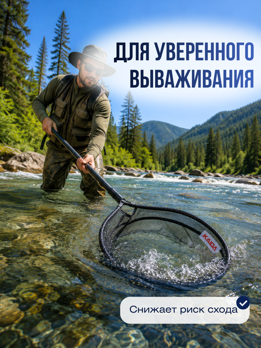 Голова для подсачека Kaida A66-45 диаметр - 45см / сетка из капрона