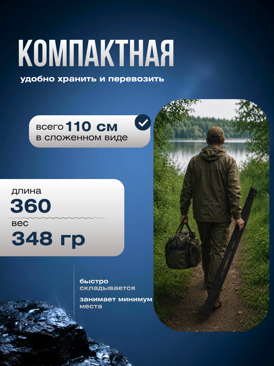 Удилище карповое телескопическое KAIDA Big FISH Tele Carp 3,6м